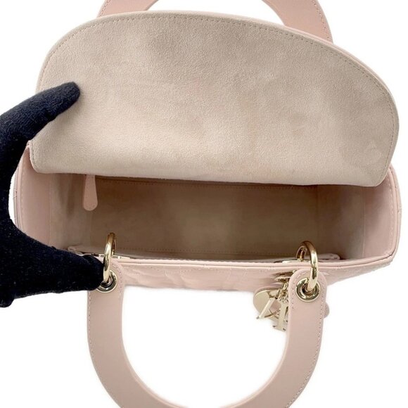 Dior Lady Dior Canage Size Medium Lambskin Powder Pink M0565ONGE_M413 - Picture 6 of 16